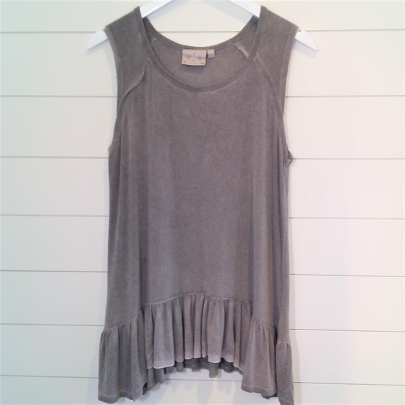 Dantelle Tops - Dantelle Sleeveless Shark Bite Hem Grey Tee